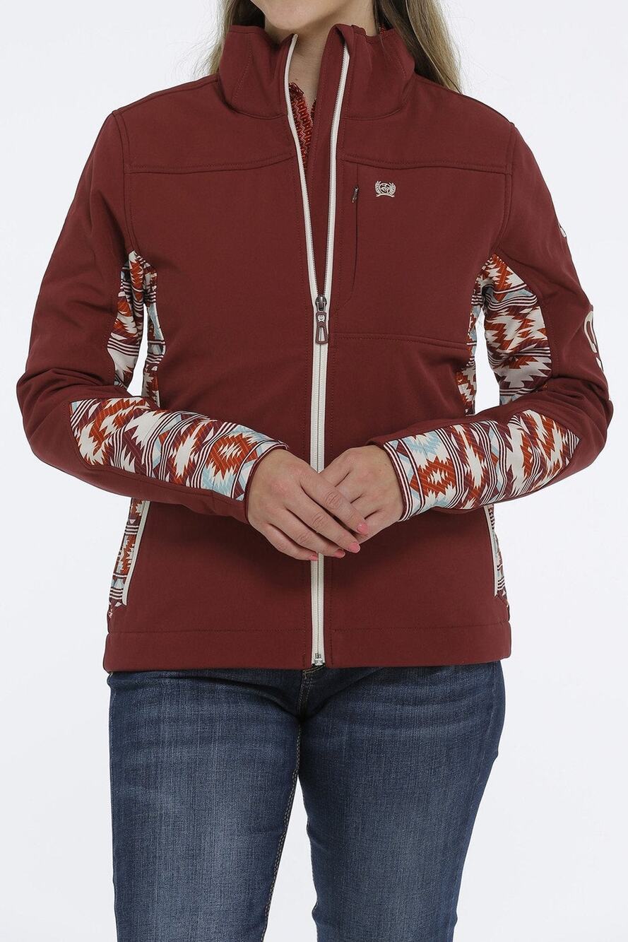 Cinch Women's Southwestern Print Storm Defense Bonded Jacket Burgundy Size Small